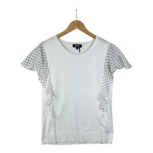 DKNY Polka Dot Cap Sleeve Blouse‎ size Medium White/Black